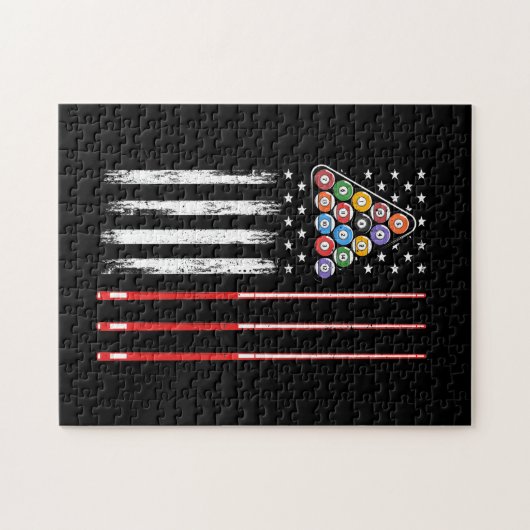 American Flag Pool Player Puzzle (Horizontal)