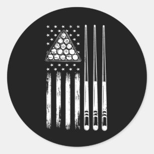 American Flag Pool Player Runder Aufkleber
