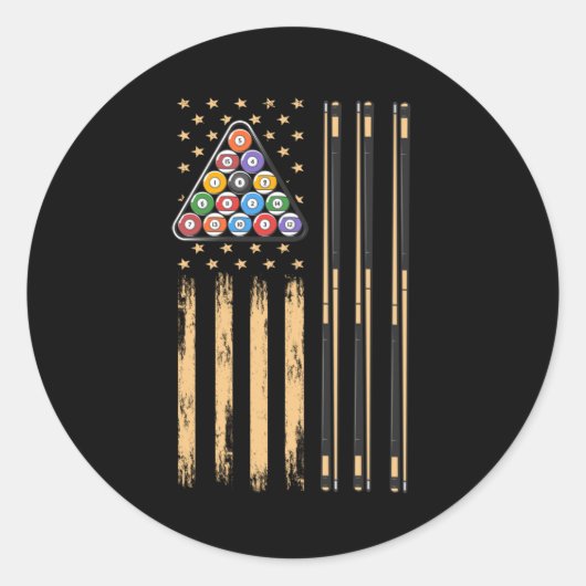American Flag Pool Player Runder Aufkleber (Vorderseite)
