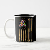 American Flag Pool Player Zweifarbige Tasse (Links)