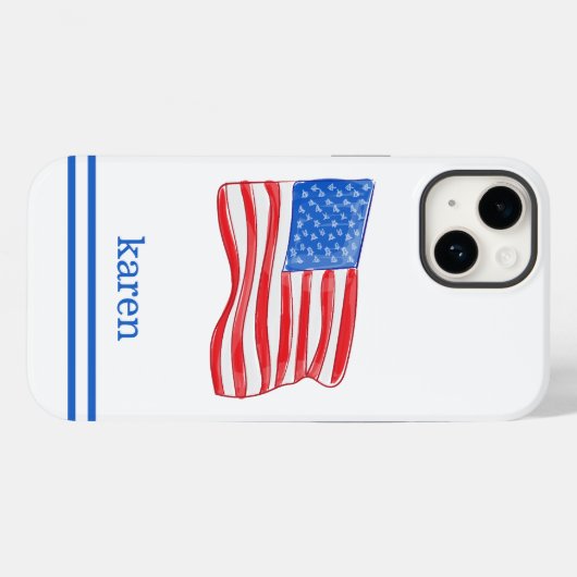 American Flag Preppy Custom Case-Mate iPhone Hülle (Rückseite (Horizontal))