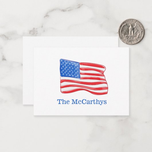 American Flag Preppy Personalisiert Mitteilungskarte (Vorderseite/Rückseite Beispiel)