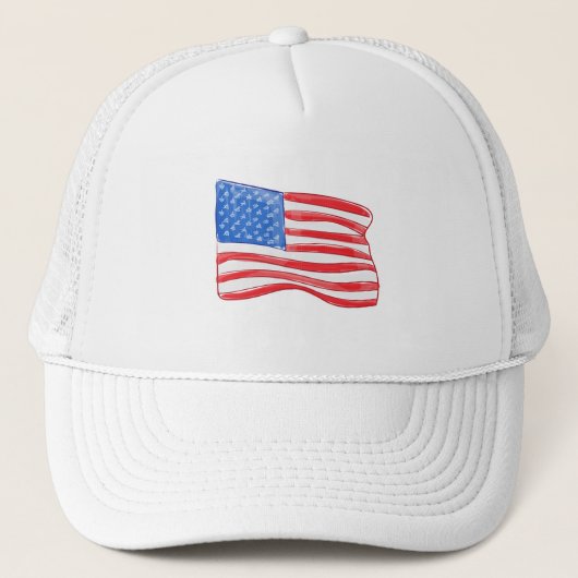 American Flag Preppy Truckerkappe (Vorderseite)