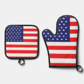 American Flag Print Potholder und Oven Mitt Set (Vorderseite)