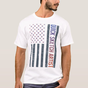 American Flag - Quick Sketch Artist T-Shirt