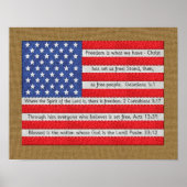 American Flag Quilt Bible Verse Burlap Poster (Vorne)
