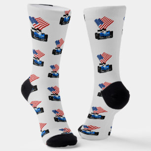American Flag Race Car Sports Socken