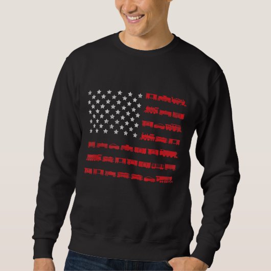 American Flag Railroad Train Gift Sweatshirt (Vorderseite)