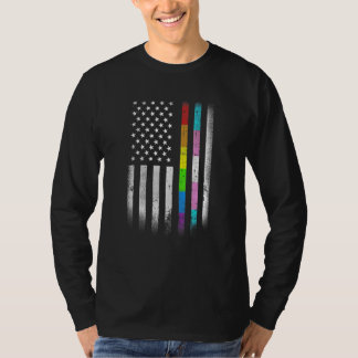 American Flag Rainbow Homosexuelle Rights LGBTQ Bi T-Shirt