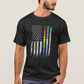 American Flag Rainbow Homosexuelle Rights LGBTQ Bi T-Shirt