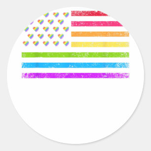 American Flag Rainbow LGBT Lesbian Gay Pride Copy Runder Aufkleber