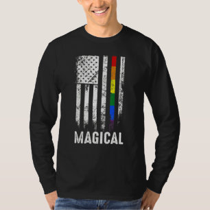 American Flag Rainbow Magical Gay Lgbtq Lgbt Pride T-Shirt