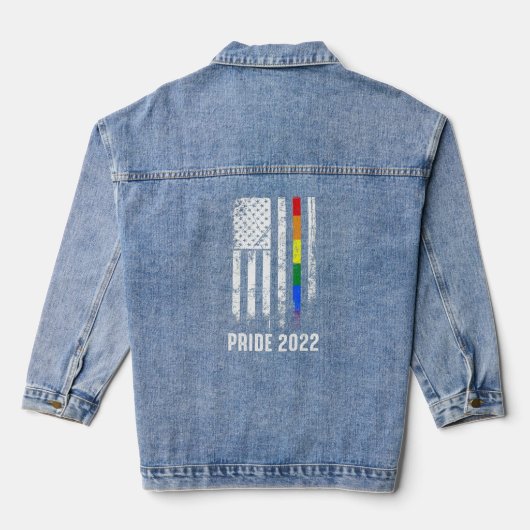 American Flag Rainbow Usa Gay Lgbtq Lgbt Pride Mon Jeansjacke (Rückseite)