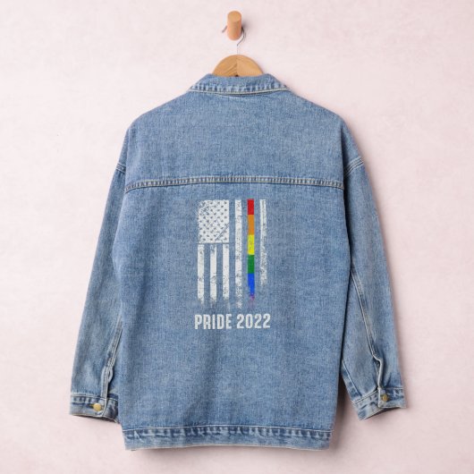 American Flag Rainbow Usa Gay Lgbtq Lgbt Pride Mon Jeansjacke (Hangar)