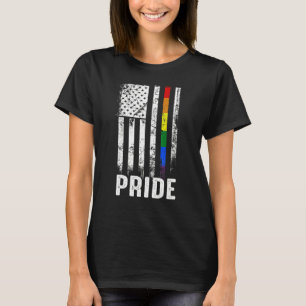 American Flag Rainbow Usa Gay Lgbtq Lgbt Pride Mon T-Shirt