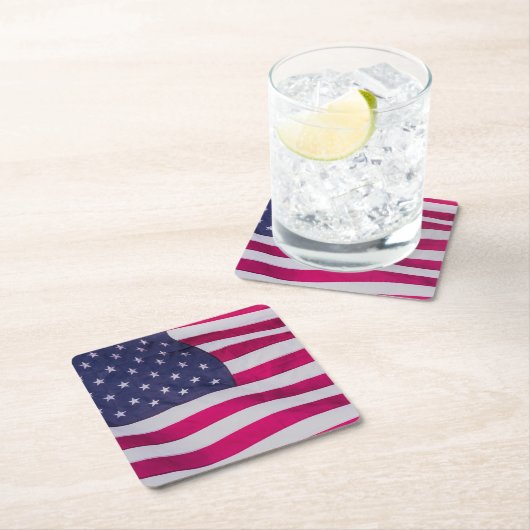 American Flag Rechteckiger Pappuntersetzer (Vor Ort)