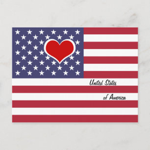 American Flag & Red Heart - USA/Sports Fan Postkarte