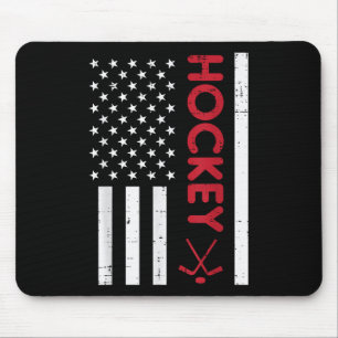 American Flag Red Ice Hockey Vintag Patriotic Pla Mousepad
