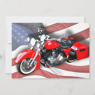 American Flag & Red Touring Bike Einladung