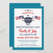 American Flag Red White Blue 4. JULY GRILLEN Party Einladung (Vorne/Hinten)