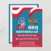 American Flag Red White Blue 4. JULY GRILLEN Party Einladungspostkarte (Vorne/Hinten)