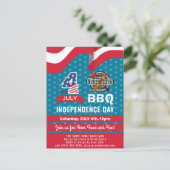 American Flag Red White Blue 4. JULY GRILLEN Party Einladungspostkarte (Stehend Vorderseite)