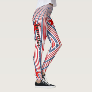 American Flag Red White Blue Individuelle Name Leg Leggings