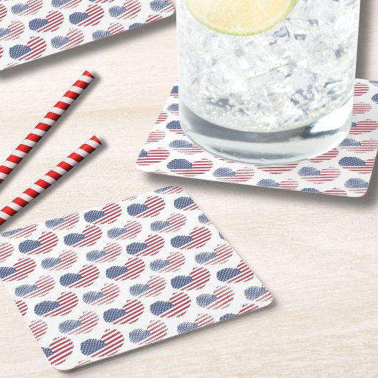 American Flag Red White Blue Patriotic Rechteckiger Pappuntersetzer