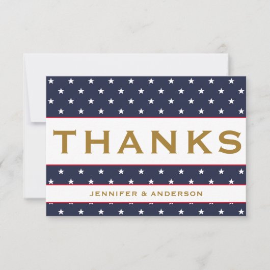 American Flag Red White Blue Patriotic vielen Dank RSVP Karte (Vorderseite)