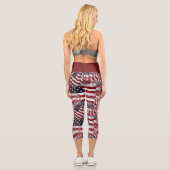 American Flag Red White Stripes Stars Muster Capri Leggings (Rückseite)