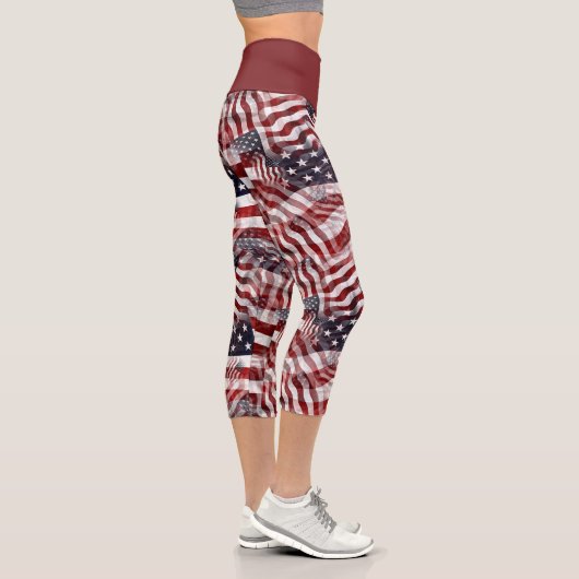 American Flag Red White Stripes Stars Muster Capri Leggings (Rechts)