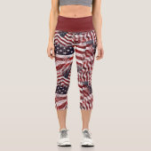 American Flag Red White Stripes Stars Muster Capri Leggings (Vorderseite)