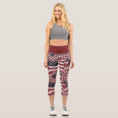 American Flag Red White Stripes Stars Muster Capri Leggings (Vorderseite)
