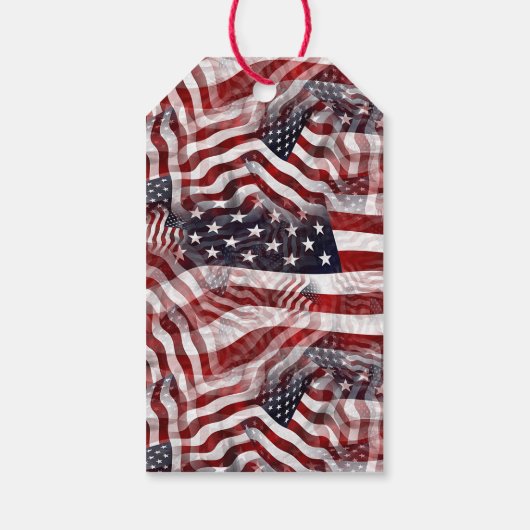 American Flag Red White Stripes Stars Muster Geschenkanhänger (Rückseite)