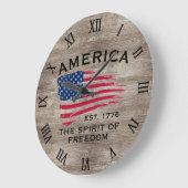 American Flag Red White Stripes Stars Muster Große Wanduhr (Winkel)