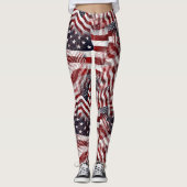 American Flag Red White Stripes Stars Muster Leggings (Vorderseite)