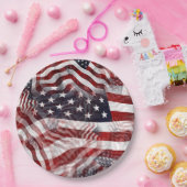 American Flag Red White Stripes Stars Muster Pappteller (Party)