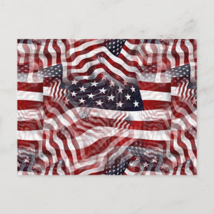 American Flag Red White Stripes Stars Muster Postkarte