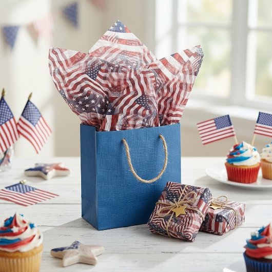 American Flag Red White Stripes Stars Muster Seidenpapier