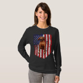 American Flag Redbone Coonhound 4th Of July USA T-Shirt (Vorne ganz)