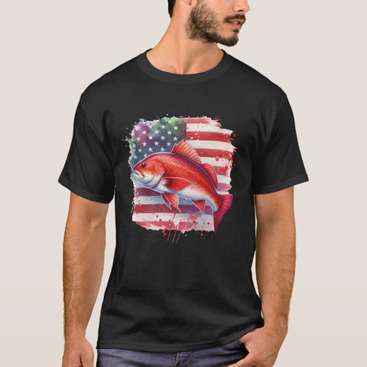 American Flag Redfish Fishing T-Shirt (Vorderseite)