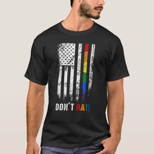 American Flag Regenbogen Hass Gay Lgbtq Lgbt P T-Shirt (Vorderseite)