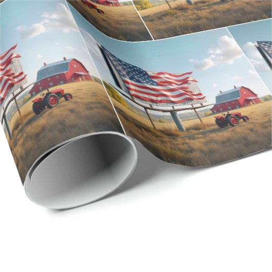 American Flag Reklametafel auf dem Bauernhof Geschenkpapier (Rolleneckpunkt)