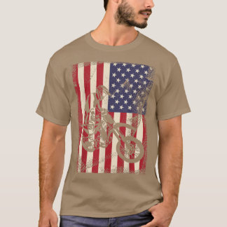 American Flag Retro Vintag Dirt Bike Motocross Bi T-Shirt