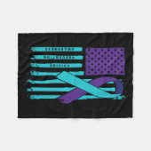 American Flag Ribbon Suicide Awareness Mental Heal Fleecedecke (Vorderseite (Horizontal))