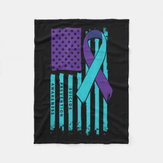 American Flag Ribbon Suicide Awareness Mental Heal Fleecedecke