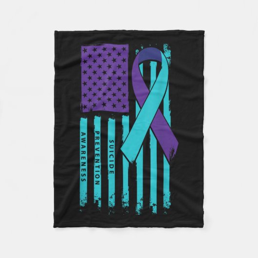 American Flag Ribbon Suicide Awareness Mental Heal Fleecedecke (Vorderseite)