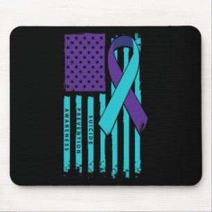 American Flag Ribbon Suicide Awareness Mental Heal Mousepad