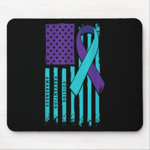 American Flag Ribbon Suicide Awareness Mental Heal Mousepad