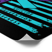 American Flag Ribbon Suicide Awareness Mental Heal Poster (Ecke)